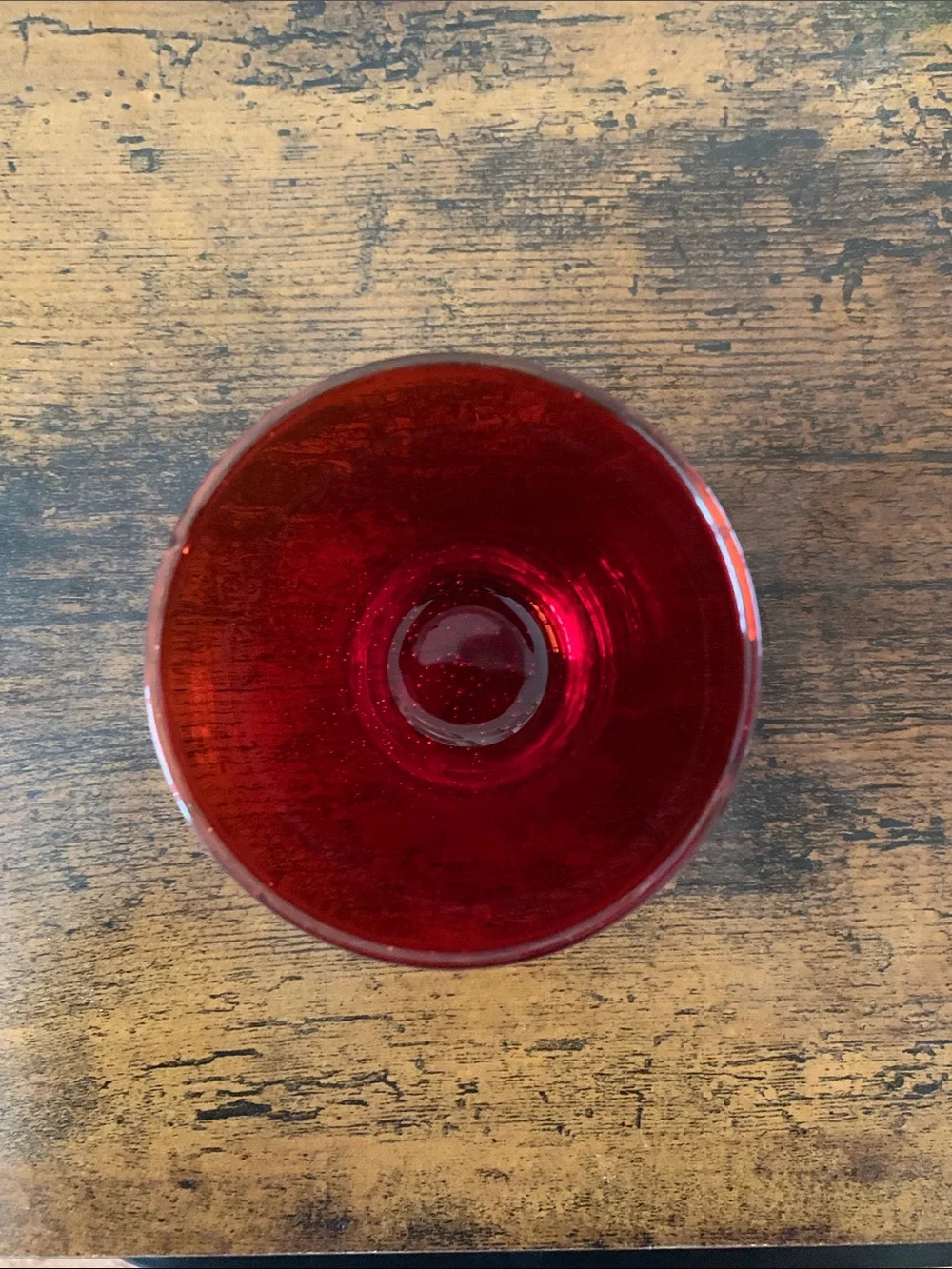 Set of 3 Vintage Red & Green Bubble Glass Small Glasses (or Votive Holders)